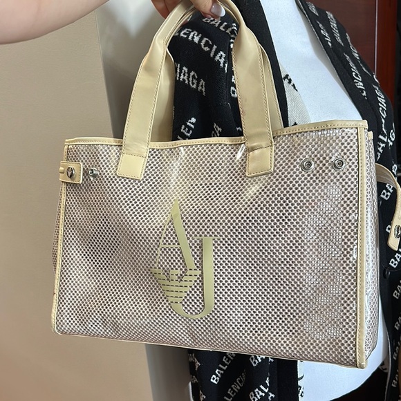 Armani Jeans Tan Mesh Tote with AJ Logo - Picture 16 of 16